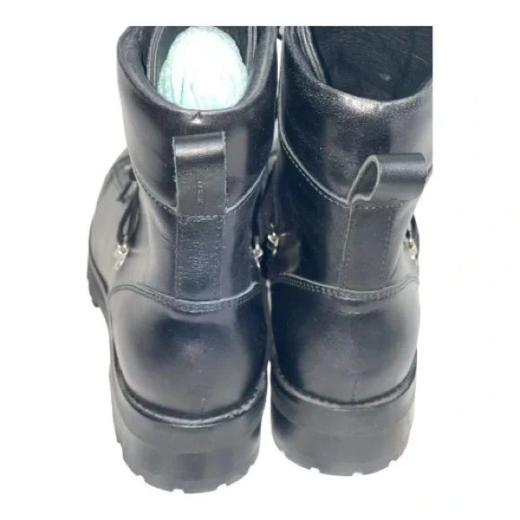 All Saints Black Leather Franka Lug Sole Combat Boots Sz 10/40 - Picture 4 of 6